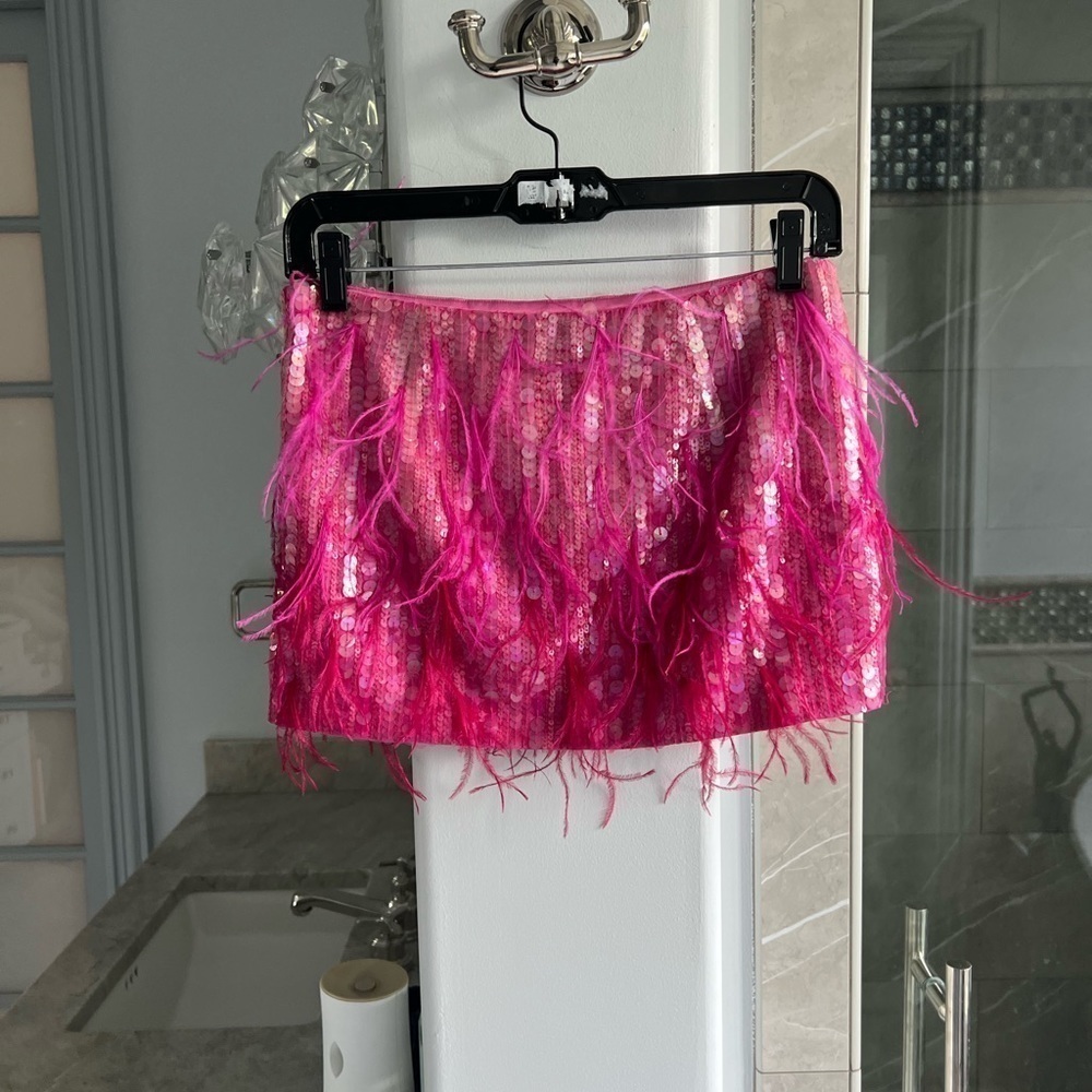 Retrofete Athana sequin feather-trim skirt - Picture 8 of 16
